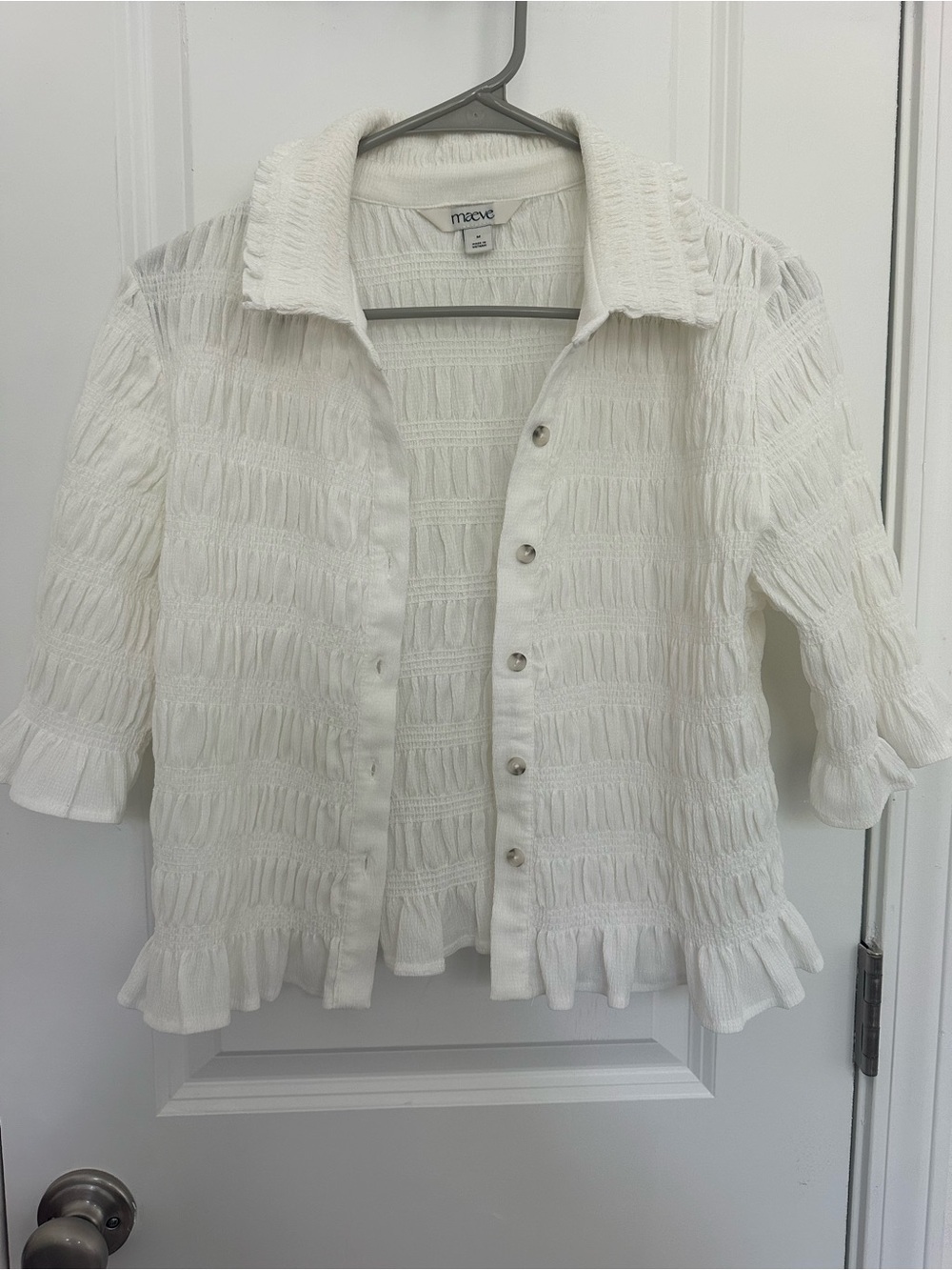 Anthroplogie Maeve Smocked Button-Front Top - Picture 3 of 5